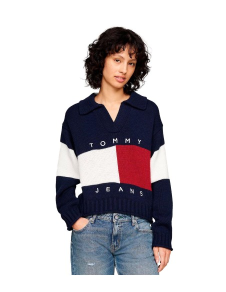 Tommy Jeans - Jersey Tricolor Con Cuello Rugby