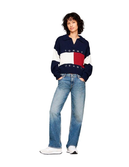 Tommy Jeans - Jersey Tricolor Con Cuello Rugby