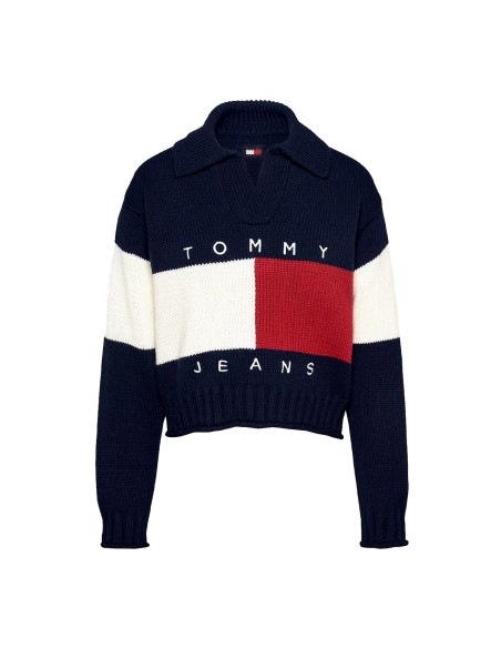 Tommy Jeans - Jersey Tricolor Con Cuello Rugby