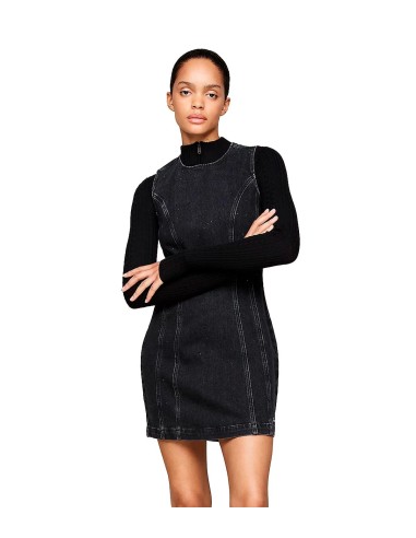 Tommy Jeans - Vestido Corto Vaquero Ajustado Con Purpurina