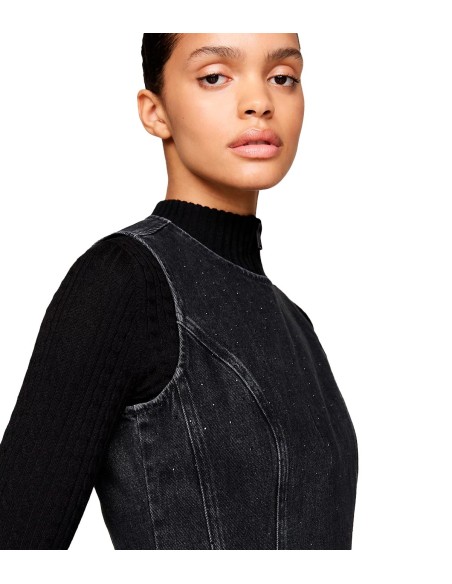 Tommy Jeans - Vestido Corto Vaquero Ajustado Con Purpurina