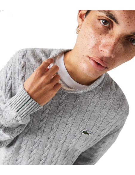 Lacoste - Jersey Hombre Gris - Lana Cuello Redondo