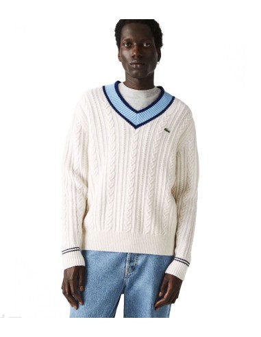 Lacoste - Jersey Hombre Blanco - Cuello Pico