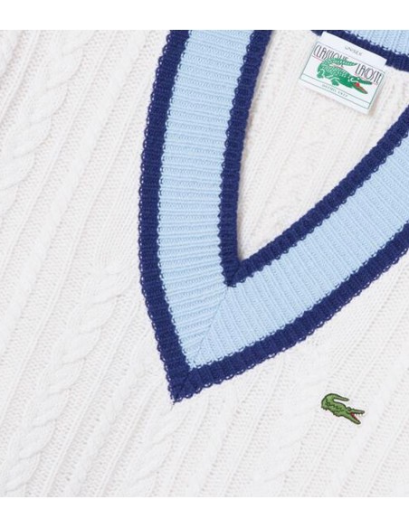 Lacoste - Jersey Hombre Blanco - Cuello Pico