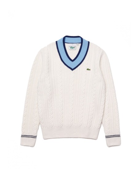Lacoste - Jersey Hombre Blanco - Cuello Pico