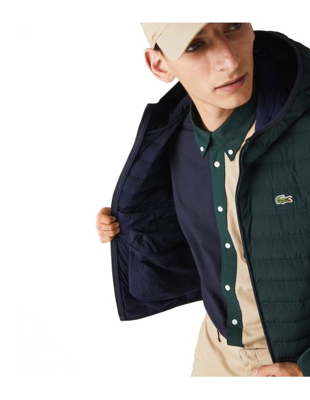 Lacoste - Abrigo Hombre Verde - Plegable y Resistente al agua