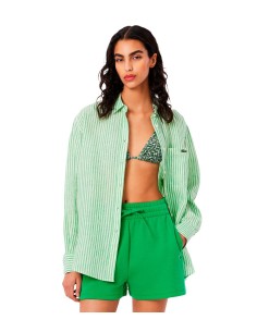 Lacoste - Camisa A Rayas Oversize Con Logo