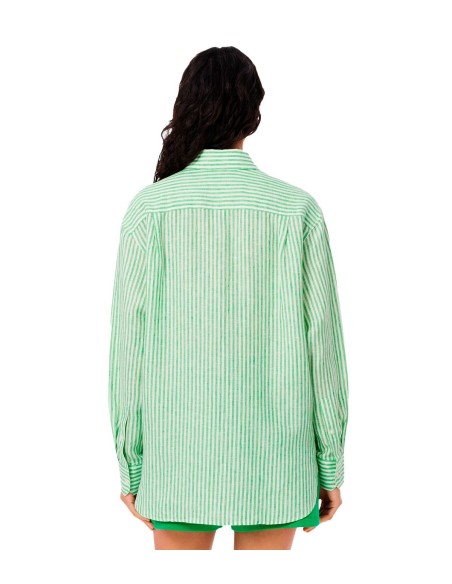 Lacoste - Camisa A Rayas Oversize Con Logo