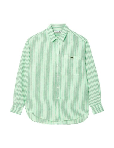 Lacoste - Camisa A Rayas Oversize Con Logo