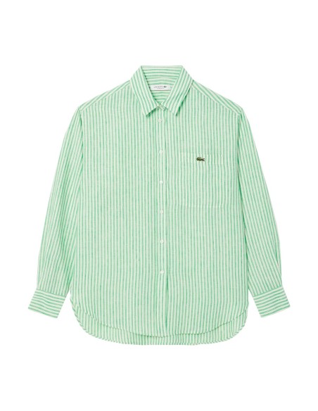 Lacoste - Camisa A Rayas Oversize Con Logo