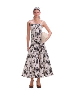 Self-Portrait - Vestido Print Linen