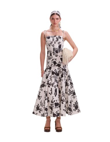 Self-Portrait - Vestido Print Linen