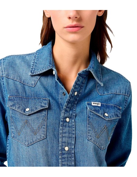 Wrangler - Camisetas Ls Denim Dress Ultra Mari