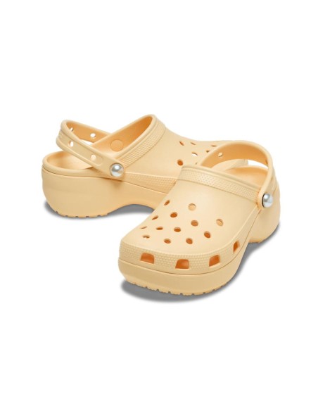 Crocs - Zuecos Classic Platform Pearl Clog