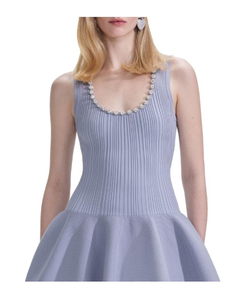 Self-Portrait - Vestido de Punto Acanalado con Diamantes