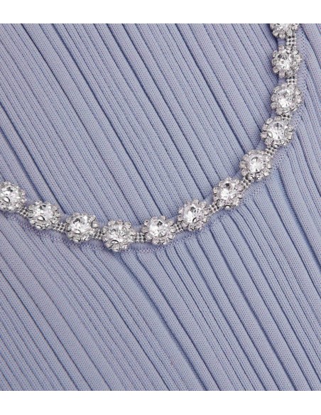 Self-Portrait - Vestido de Punto Acanalado con Diamantes