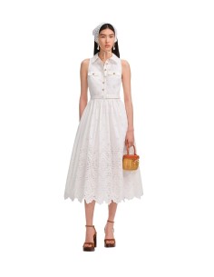 Self Portrait - Vestido Bordado Y Abotonado