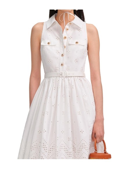 Self Portrait - Vestido Bordado Y Abotonado