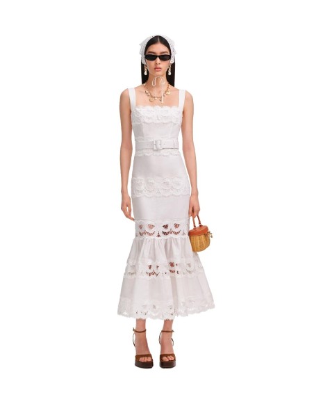 Self Portrait - Vestido De Lino Bordado