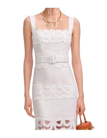 Self Portrait - Vestido De Lino Bordado