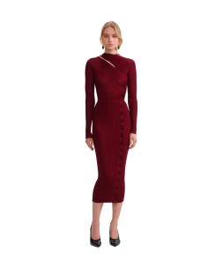 Self Portrait - Vestido Burgundy Cut Out