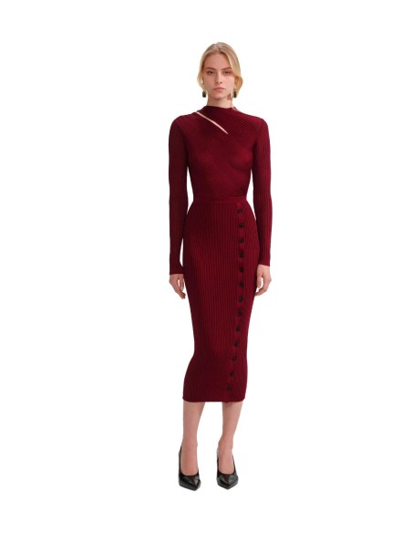 Self Portrait - Vestido Burgundy Cut Out
