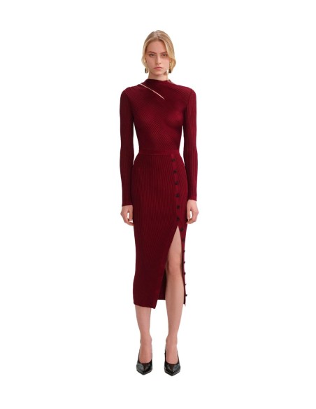 Self Portrait - Vestido Burgundy Cut Out