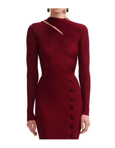 Self Portrait - Vestido Burgundy Cut Out