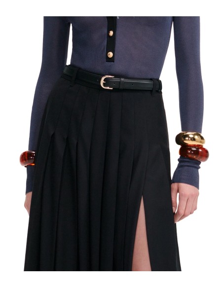 Self Portrait - Falda Larga De Sarga Plisada