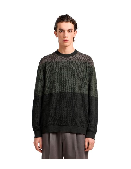 Emporio Armani - Jersey De Lana Con Micromotivo De Rombos