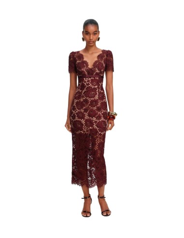 Self-Portrait - Vestido Burgundy Floral Lace