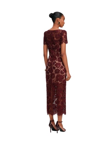 Self-Portrait - Vestido Burgundy Floral Lace