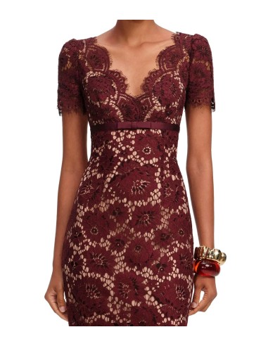 Self-Portrait - Vestido Burgundy Floral Lace
