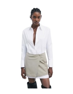 Patrizia Pepe - Vestido Mini Camisero con Falda en Contraste