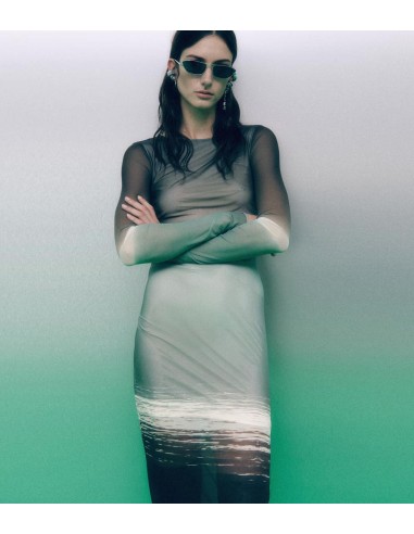 Patrizia Pepe - Vestido Largo Degradado de Tul Elástico