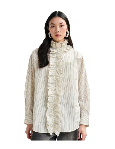 Essentiel Antwerp - Camisa Oversize de Rayas con Volantes