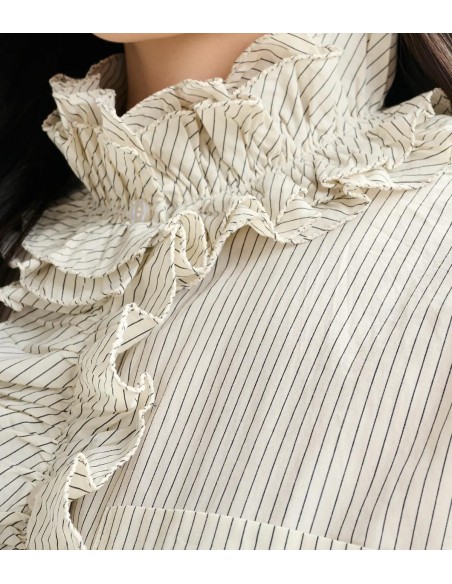 Essentiel Antwerp - Camisa Oversize de Rayas con Volantes