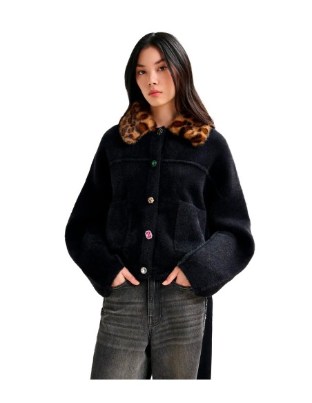 Essentiel Antwerp - Chaqueta Con Cuello De Piel Sintética