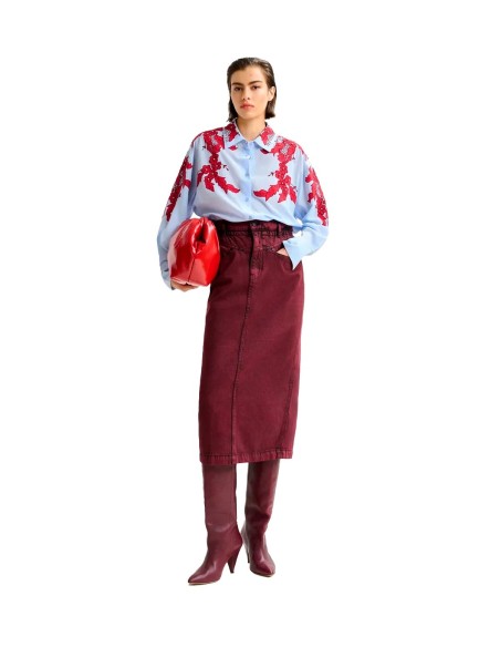 Essentiel Antwerp - Falda Vaquera De Cintura Paperbag