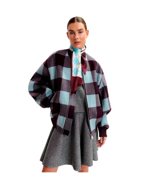 Essentiel Antwerp - Chaqueta Bomber De Lana A Cuadros