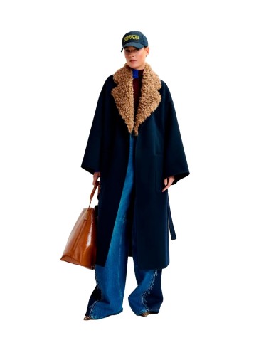 Essentiel Antwerp - Abrigo Con Cuello De Piel Sintética