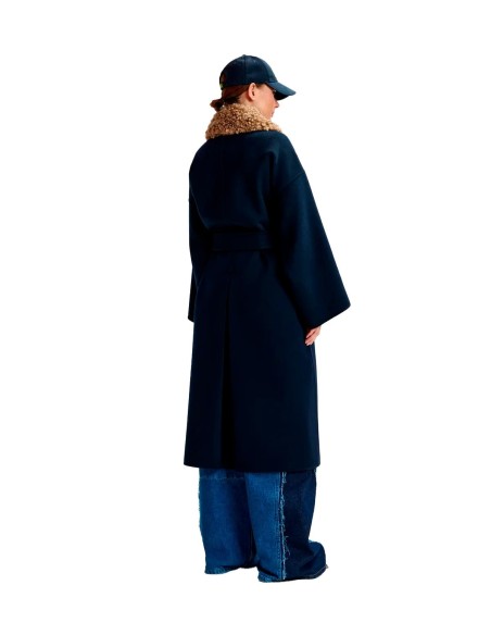 Essentiel Antwerp - Abrigo Con Cuello De Piel Sintética