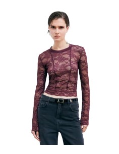 Patrizia Pepe - Top De Encaje Elástico De Manga Larga