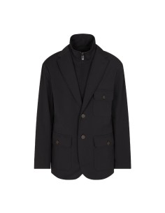 Armani - Blazer Acolchado Multibolsillos en Sarga Elástica de Nailon