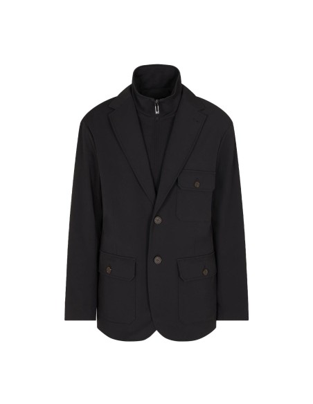 Armani - Blazer Acolchado Multibolsillos en Sarga Elástica de Nailon