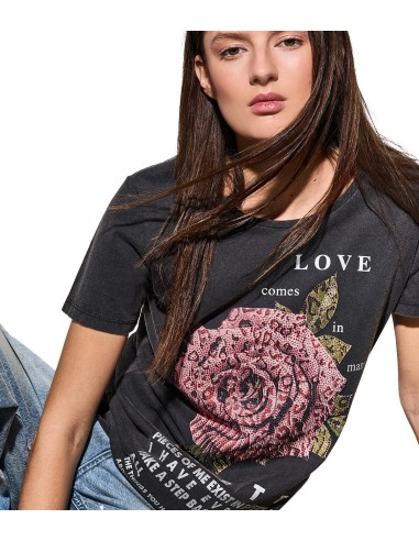 BSB - Camiseta con Estampado y Pedrería