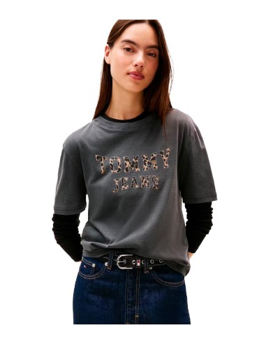 Tommy Jeans - Camiseta Leopard Varsity