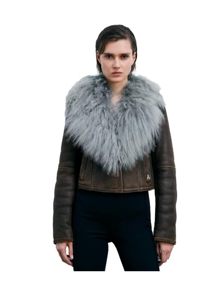 Patrizia Pepe - Cazadora  De Shearling Con Cuello De Pelo