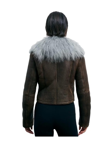 Patrizia Pepe - Cazadora  De Shearling Con Cuello De Pelo