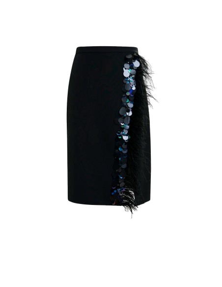 Essentiel Antwerp - Falda Midi Adoranada Con Piedras Y Plumas